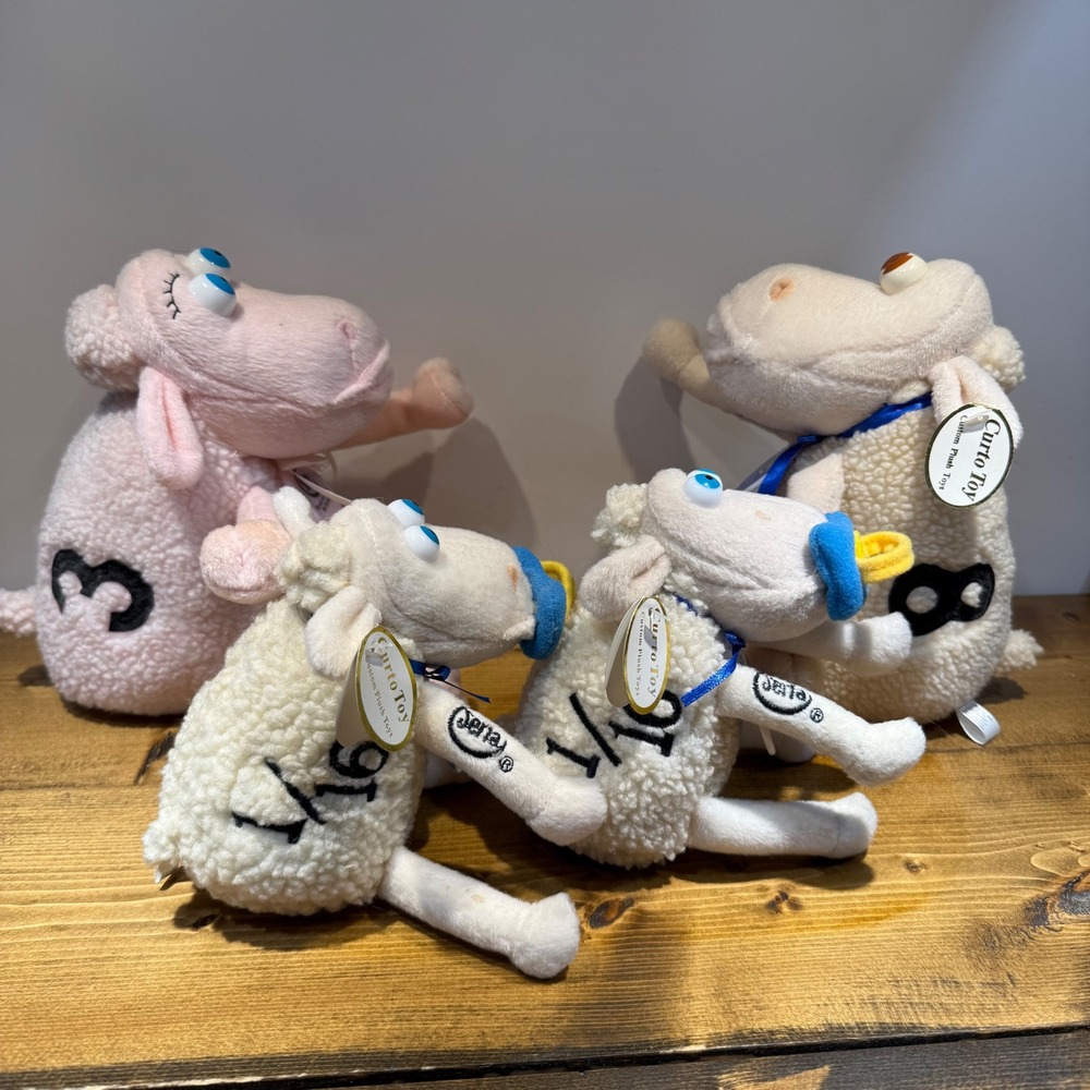 Serta Counting Sheep Plush Curto Toy Advertising Mascot Set of 4, Breast Cancer